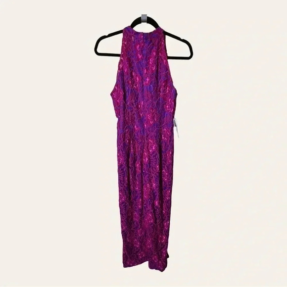 Js COLLECTION FORMAL DRESS ROYAL BLUE AND HOT‎ FUSHIA SIZE 6 HIGH NECK - Picture 7 of 11